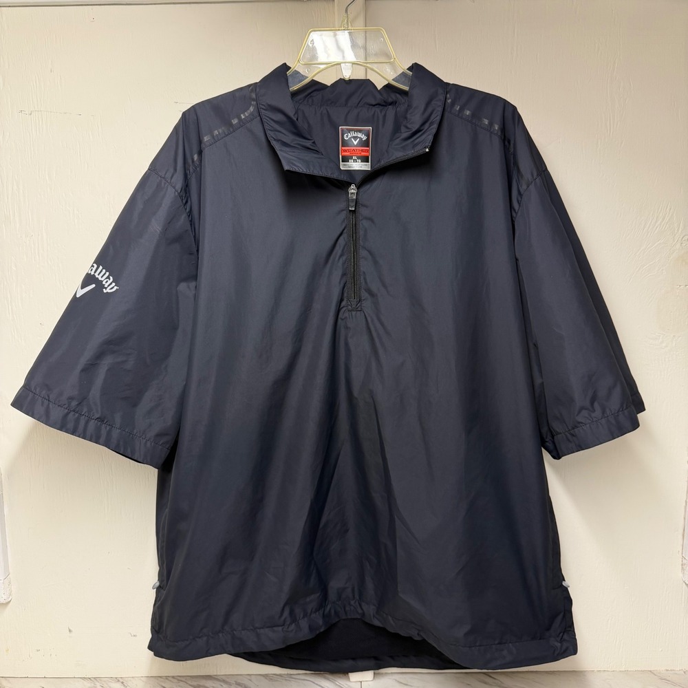 Callaway Weather Series Mens XL Navy Blue Golf Windbreaker Short Sleeve Pullover